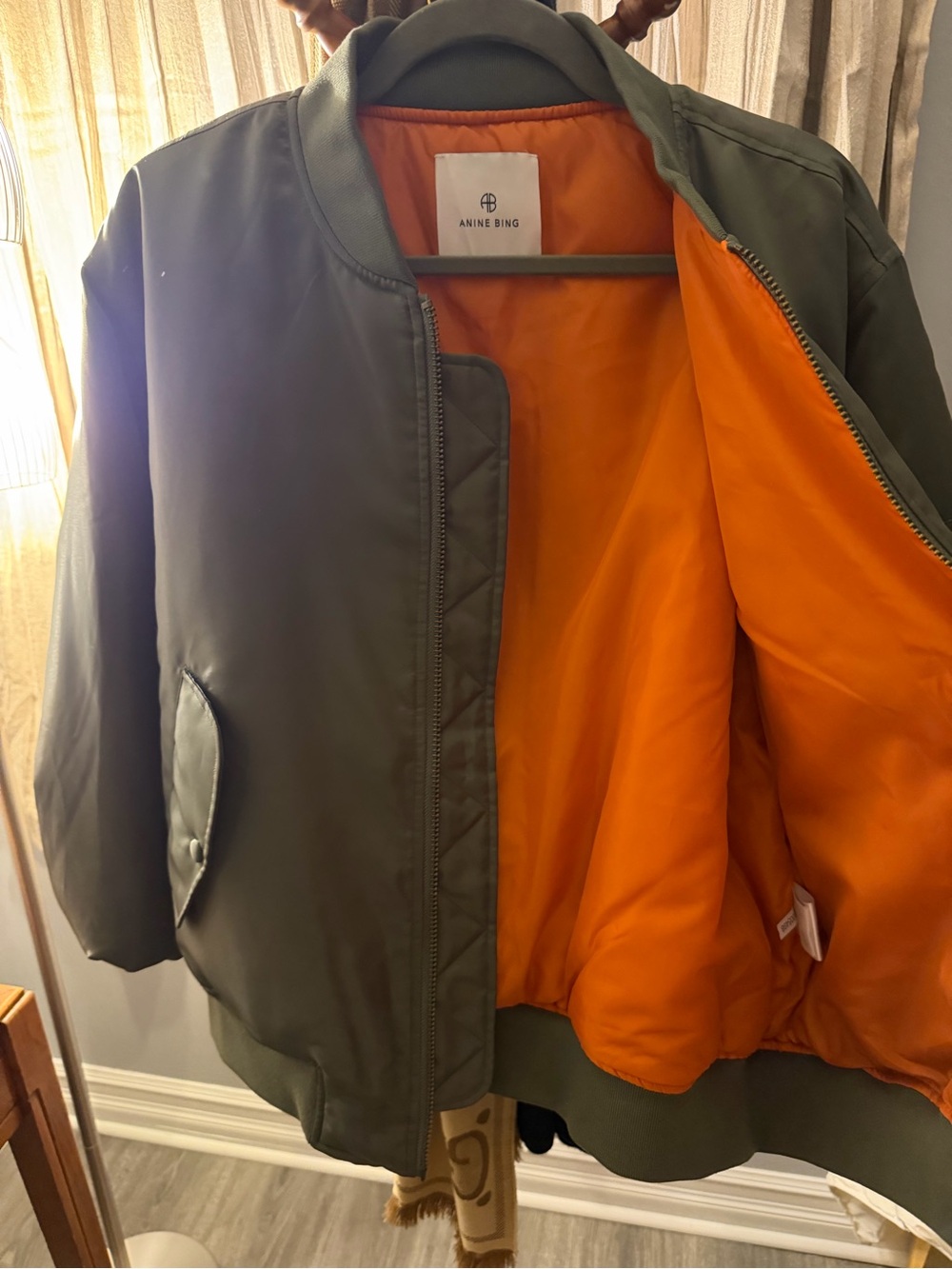 ANINE BING women’s Leon Bomber Jacket - Olive size medium like new